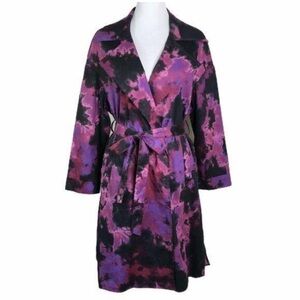 TINSEL Floral Belted Side Slits Trench Coat